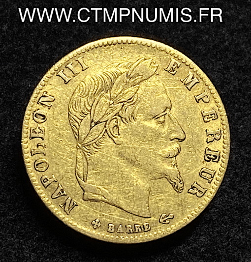 ,EMPIRE,5,FRANCS,OR,NAPOLEON,III,1865,BB,STRASBOURG,