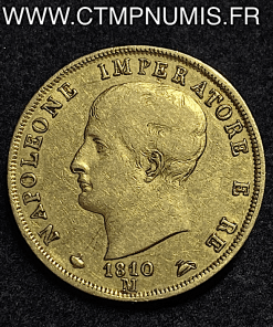 ,MONNAIE,ITALIE,40,LIRE,OR,NAPOLEON,IMPERATORE,RE,1810,M,MILAN,