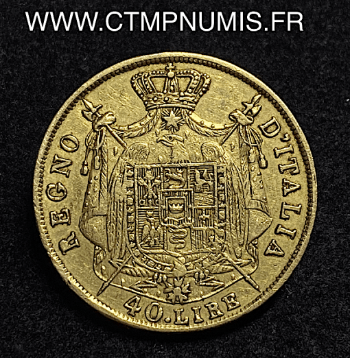 ,MONNAIE,ITALIE,40,LIRE,OR,NAPOLEON,IMPERATORE,RE,1810,M,MILAN,