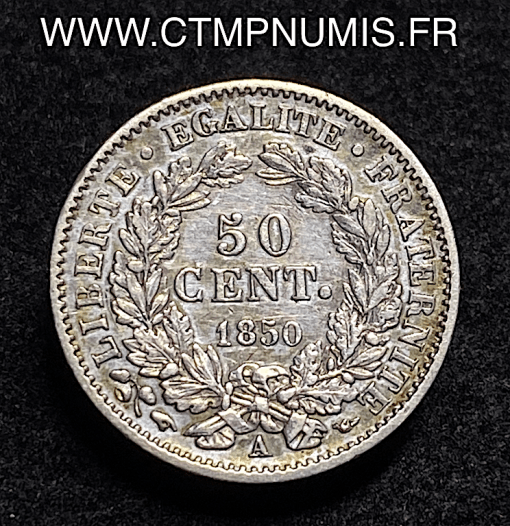 ,MONNAIE,ARGENT,50,CENTIMES,CERES,1850,A,PARIS,