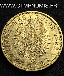 ,MONNAIE,ALLEMAGNE,PRUSSE,20,MARK,OR,1883,