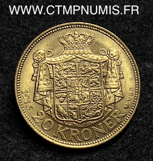 ,MONNAIE,DANEMARK,20,KRONER,CHRISTIAN,X,1916,