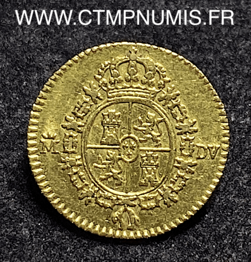 ,MONNAIE,ESPAGNE,1/2,ESCUDO,OR,CHARLES,III,1786,MADRID,