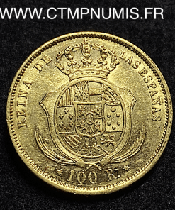 ,ESPAGNE,100,REALES,OR,ISABELLE,II,1859,MADRID,