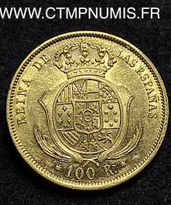 ,MONNAIE,ESPAGNE,100,REALES,OR,ISABELLE,II,1859,MADRID,