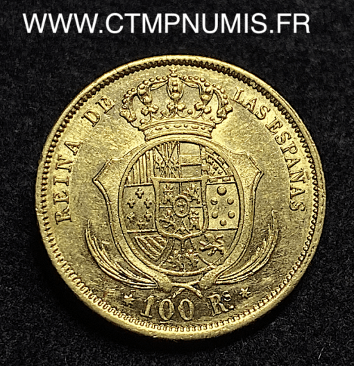 ,MONNAIE,ESPAGNE,100,REALES,OR,ISABELLE,II,1859,MADRID,