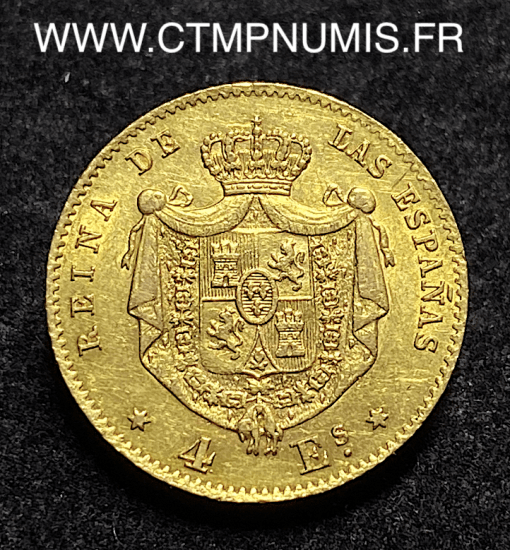 ,MONNAIE,ESPAGNE,4,ESCUDOS,OR,ISABELLE,II,1865,MADRID,