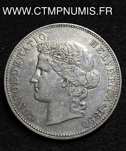 ,MONNAIE,SUISSE,5,FRANCS,ARGENT,HELVETIA,1890,B,BERNE,