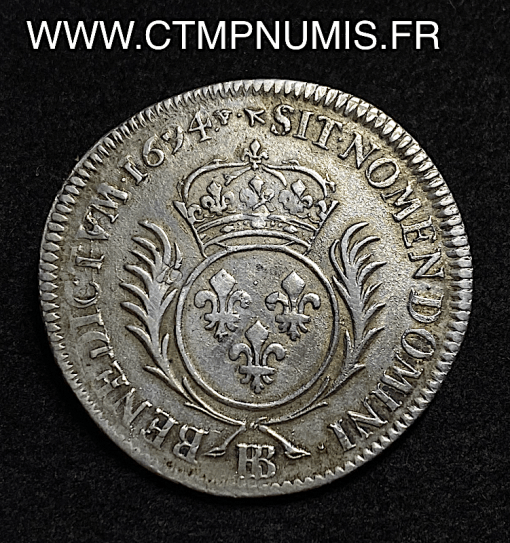 ,MONNAIE,ROYALE,LOUIS,XIV,34,SOLS,AUX,INSIGNES,1695,BB,STASBOURG,