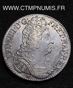 ,MONNAIE,ROYALE,LOUIS,XIV,ECU,ARGENT,AUX,3,COURONNES,1709,D,LYON,