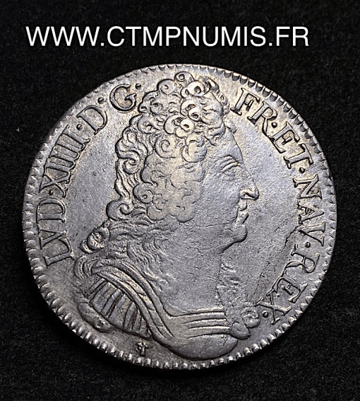 ,MONNAIE,ROYALE,LOUIS,XIV,ECU,ARGENT,AUX,3,COURONNES,1709,D,LYON,