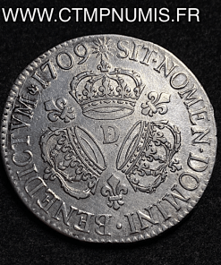 ,ROYALE,LOUIS,XIV,ECU,ARGENT,AUX,3,COURONNES,1709,D,LYON,