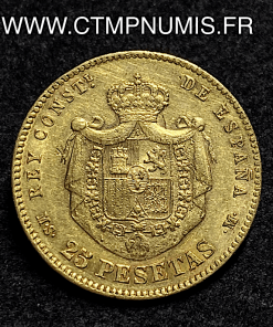 ,ESPAGNE,25,PESETAS,OR,ALPHONSE,XII,1881,81,