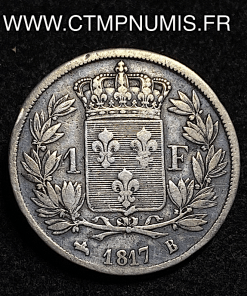 ,ROYALE,LOUIS,XVIII,1,FRANC,ARGENT,1817,B,ROUEN,