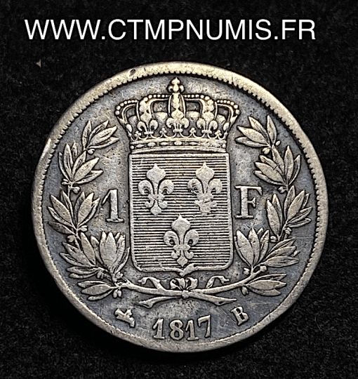 ,ROYALE,LOUIS,XVIII,1,FRANC,ARGENT,1817,B,ROUEN,