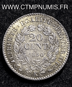 ,MONNAIES,20,CENTIMES,ARGENT,CERES,1850,K,BORDEAUX,SPL,