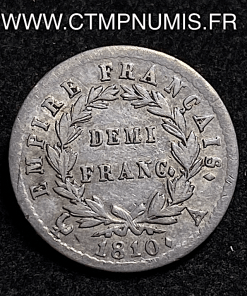 ,MONNAIE,EMPIRE,DEMI,FRANC,ARGENT,NAPOLEON,I°,EMPEREUR,1810,PARIS,