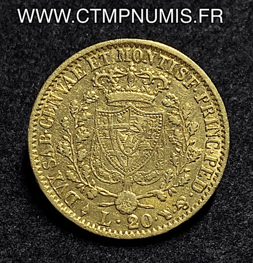 ,MONNAIE,ITALIE,20,LIRE,OR,CHARLES,FELIX,1828,TURIN,