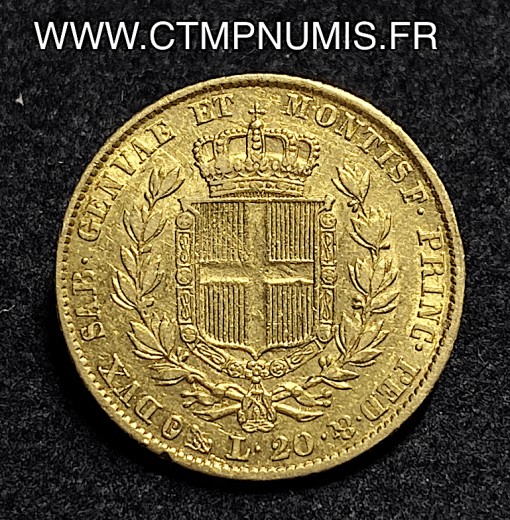 ,MONNAIE,ITALIE,SARDAIGNE,20,LIRE,OR,CHARLES,ALBERT,1832,GENES,