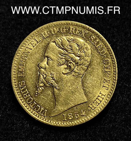 ,MONNAIE,ITALIE,SARDAIGNE,20,LIRE,OR,VICTOR,EMMANUEL,II,1854,GENES,