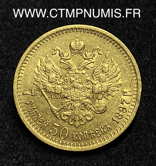 ,MONNAIE,RUSSIE,7,5,ROUBLE,OR,NICOLAS,II,1897,