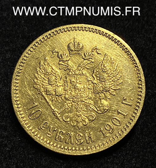 ,MONNAIE,RUSSIE,10,ROUBLE,OR,NICOLAS,II,1901,AP,