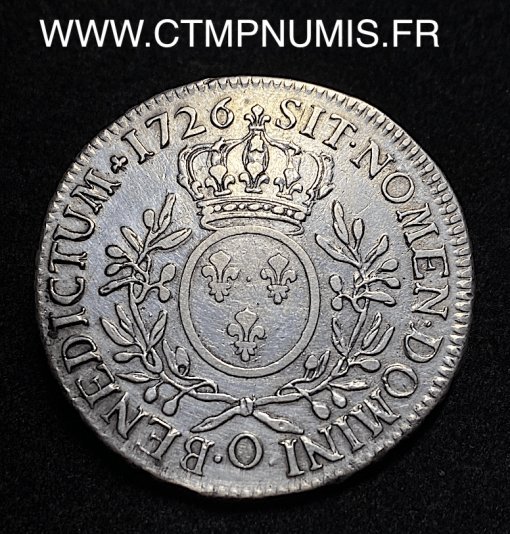 ,MONNAIE,ROYALE,LOUIS,XV,ECU,ARGENT,1726,O,RIOM,