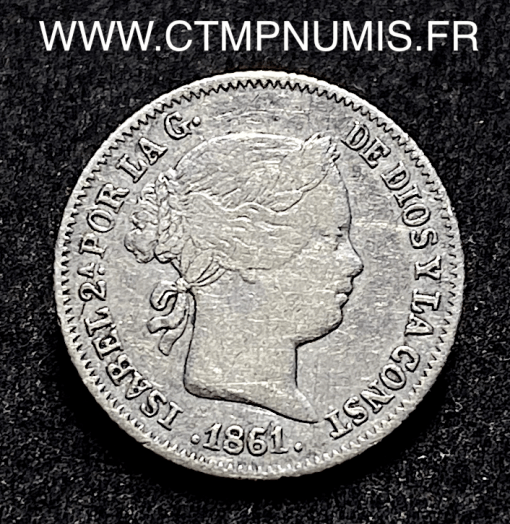 ,MONNAIE,ESPAGNE,1,REAL,ARGENT,ISABELLE,II,1861,BARCELONE,