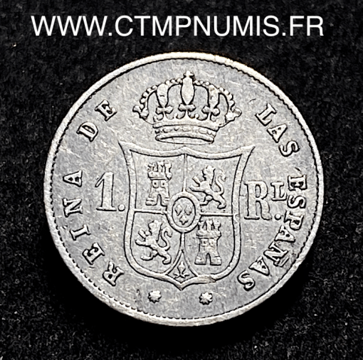 ,ESPAGNE,1,REAL,ARGENT,ISABELLE,II,1861,BARCELONE,