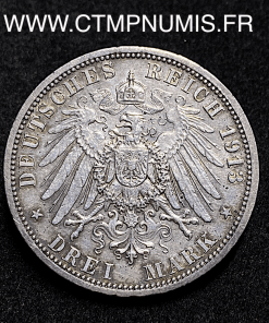 ,MONNAIE,ALLEMAGNE,PRUSSE,3,MARK,ARGENT,GUILLAUME,II,1913,