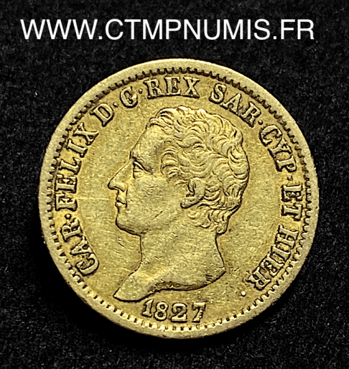 ,MONNAIE,ITALIE,20,LIRE,OR,CHARLES,FELIX,1827,TURIN,