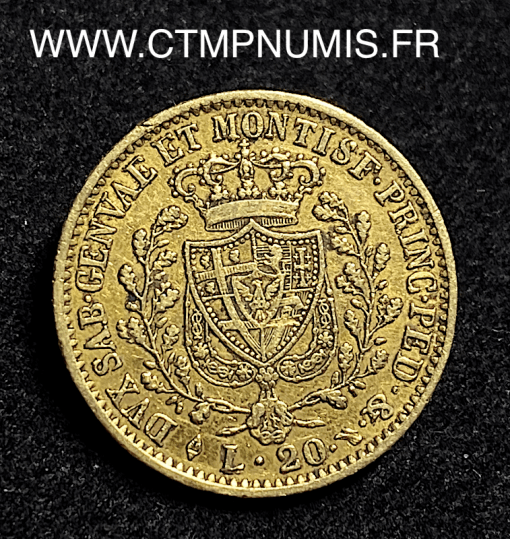 ,MONNAIE,ITALIE,20,LIRE,OR,CHARLES,FELIX,1827,TURIN,