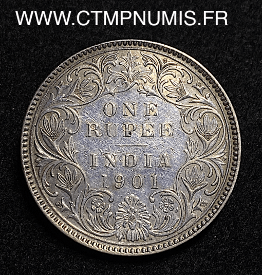 ,MONNAIE,INDES,BRITANIQUE,1,RUPEE,ARGENT,VICTORIA,1901,