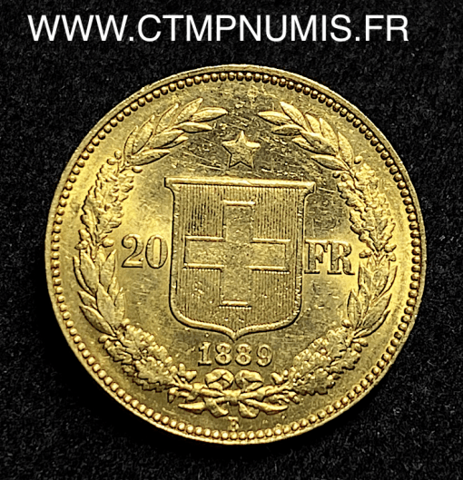 ,MONNAIE,SUISSE,20,FRANCS,OR,1889,BERNE,