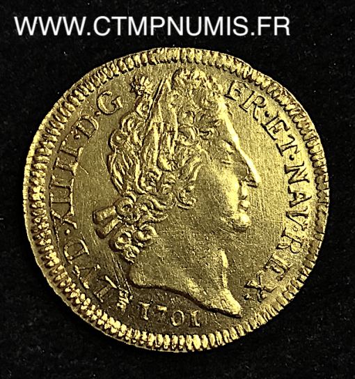 ,MONNAIE,ROYALE,LOUIS,XIV,LOUIS,OR,AUX,8,L,ET,INSIGNES,1701,M,TOULOUSE,