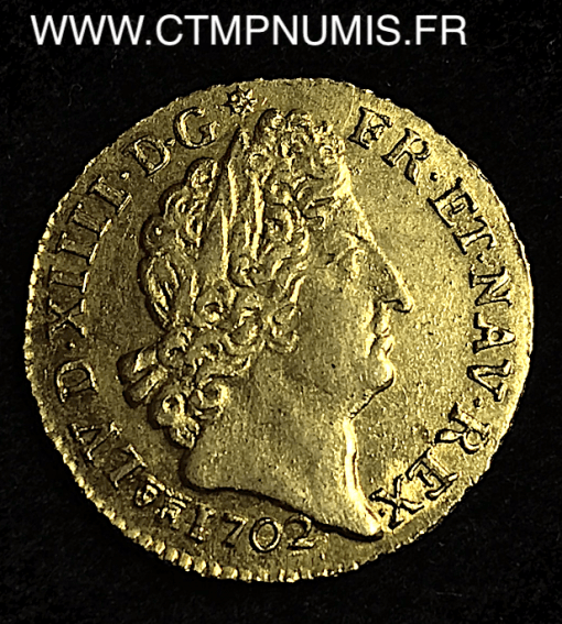 ,MONNAIE,ROYALE,LOUIS,XIV,LOUIS,OR,AUX,8,L,ET,INSIGNES,1702,M,TOULOUSE,