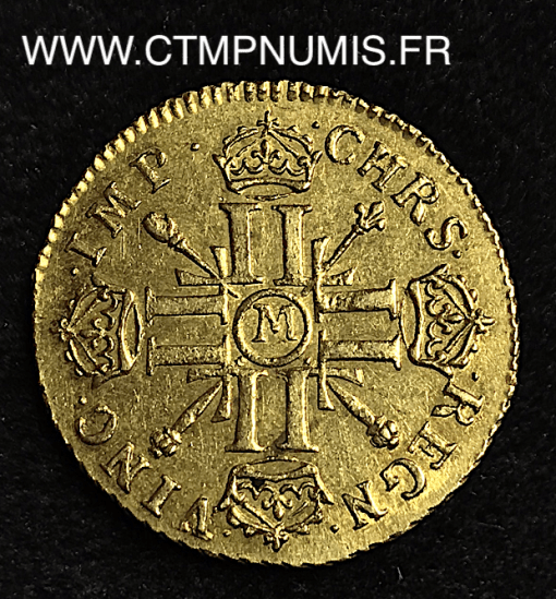 ,MONNAIE,ROYALE,LOUIS,XIV,LOUIS,OR,AUX,8,L,ET,INSIGNES,1702,M,TOULOUSE,