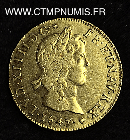 ,MONNAIE,ROYALE,LOUIS,XIV,DOUBLE,LOUIS,OR,MECHE,LONGUE,1647,M,TOULOUSE,