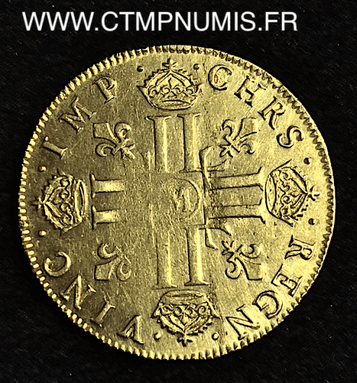 ,MONNAIE,ROYALE,LOUIS,XIV,DOUBLE,LOUIS,OR,MECHE,LONGUE,1647,M,TOULOUSE,