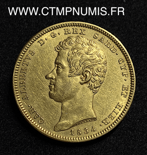 ,MONNAIE,ITALIE,SARDAIGNE,100,LIRE,OR,CHARLES,ALBERT,1834,TURIN,