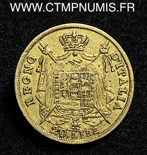 ,MONNAIE,ITALIE,20,LIRE,OR,NAPOLEON,EMPEREUR,1808,M,MILAN,