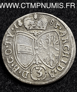 ,MONNAIE,AUTRICHE,3,KREUZER,ARGENT,LEOPOLD,1685,