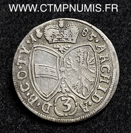 ,MONNAIE,AUTRICHE,3,KREUZER,ARGENT,LEOPOLD,1685,