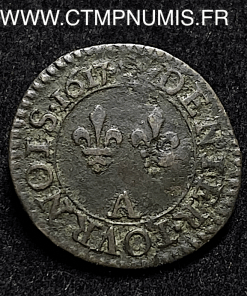 ,MONNAIE,ROYALE,LOUIS,XIII,DENIER,TOURNOIS,1617,PARIS,