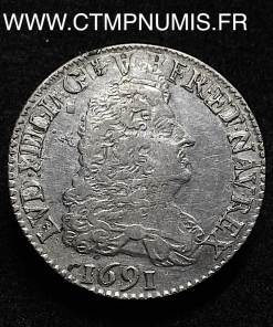 ,MONNAIE,ROYALE,LOUIS,XIV,1/4,ECU,ARGENT,AUX,8,L,1691,PARIS,