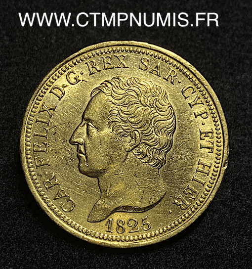 ,MONNAIE,ITALIE,SARDAIGNE,80,LIRE,OR,CHARLES,FELIX,1825,TURIN,