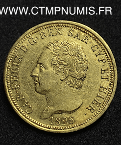 ,MONNAIE,ITALIE,SARDAIGNE,80,LIRE,OR,CHARLES,FELIX,1826,TURIN,