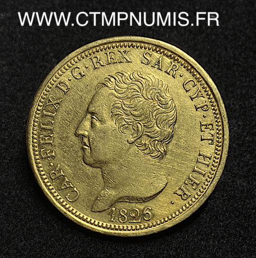 ,MONNAIE,ITALIE,SARDAIGNE,80,LIRE,OR,CHARLES,FELIX,1826,TURIN,