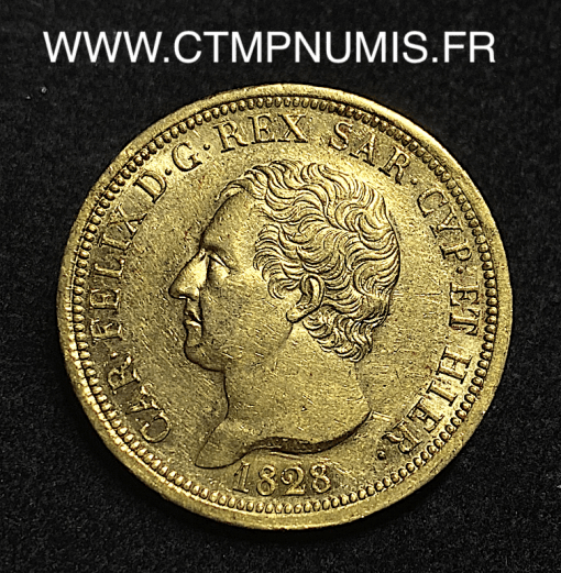 ,MONNAIE,ITALIE,SARDAIGNE,80,LIRE,OR,1828,TURIN,