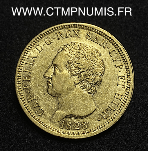 ,MONNAIE,ITALIE,SARDAIGNE,80,LIRE,OR,CHARLES,FELIX,1828,TURIN,